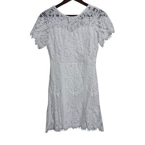 MSLG Elegant White Lace Midi Dress